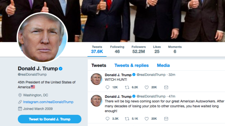 WITCH HUNT! Trump confuses Twitter with unexplained tweet