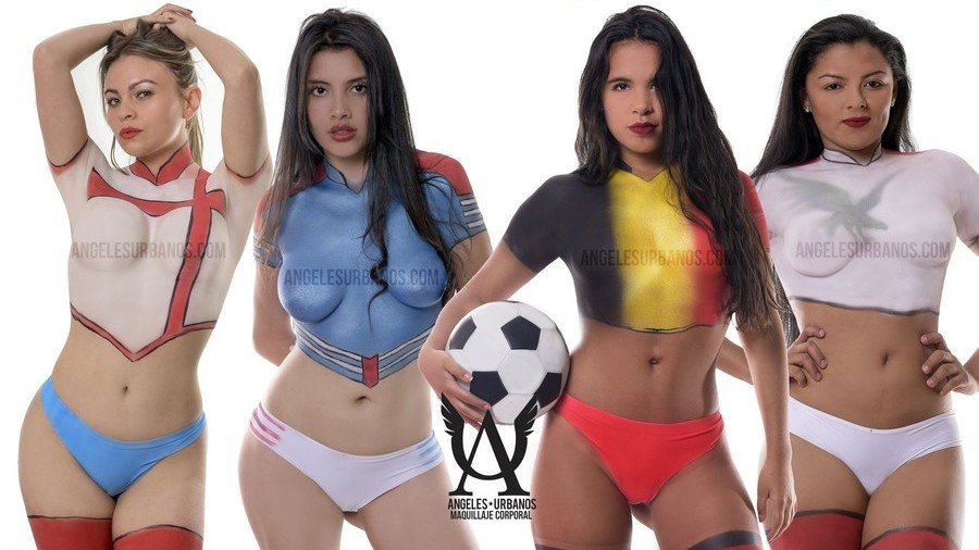 Get your kits out!: Colombian artist paints models in World Cup strips (PHOTOS)