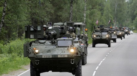 Protesters meet US military convoys streaming through Europe ‘preparing for war’