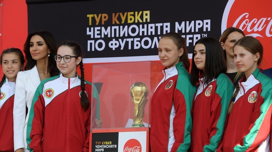 World Cup opening game ball girls attend training on 'how to throw the footballs properly'