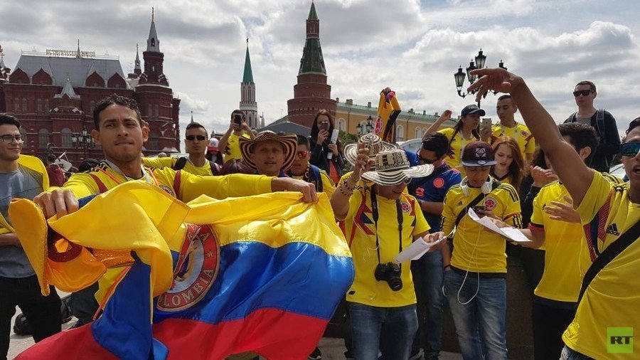 'Spasibo Russia!' Colombia fans thank host nation as World Cup fever takes over Moscow