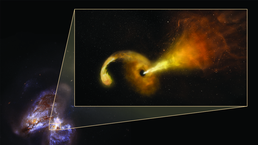 Supermassive black hole annihilates star, launches jets at speed of light (IMAGE)