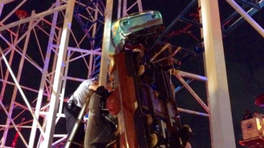 Rollercoaster riders dangle 30ft above ground after horrifying derailment (PHOTOS, VIDEOS)
