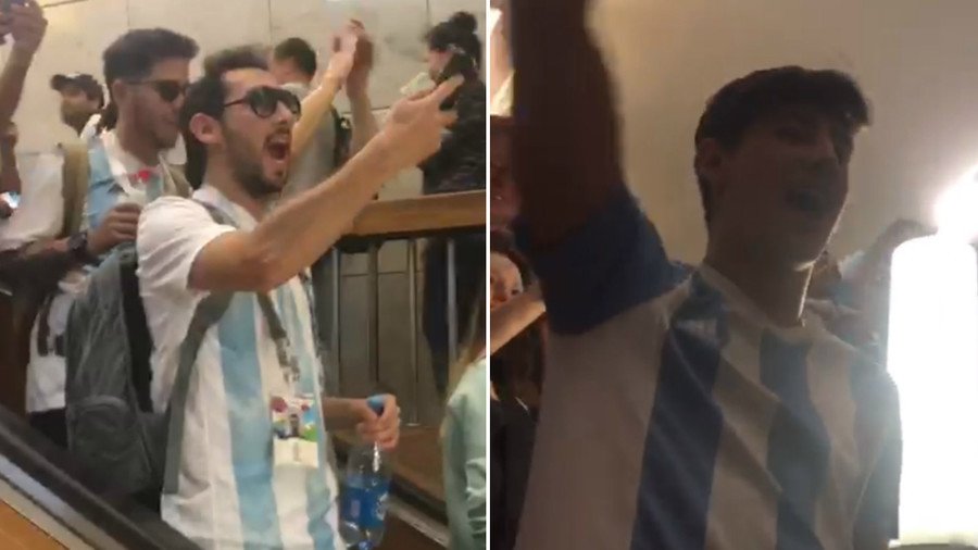 Argentina fans in full voice as they take over Moscow metro ahead of Iceland clash (VIDEO)