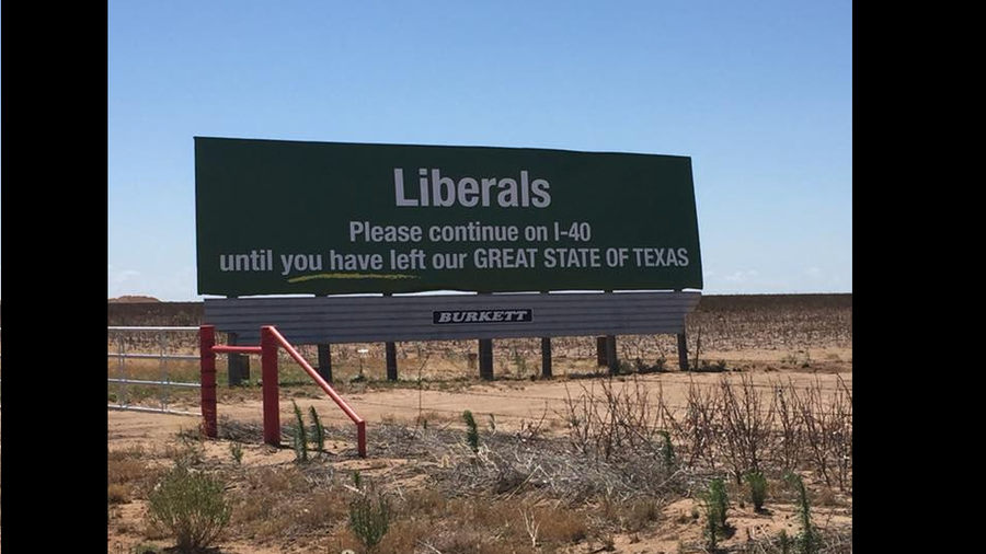 Billboard urging liberals to leave Texas to be taken down after causing social media pandemonium