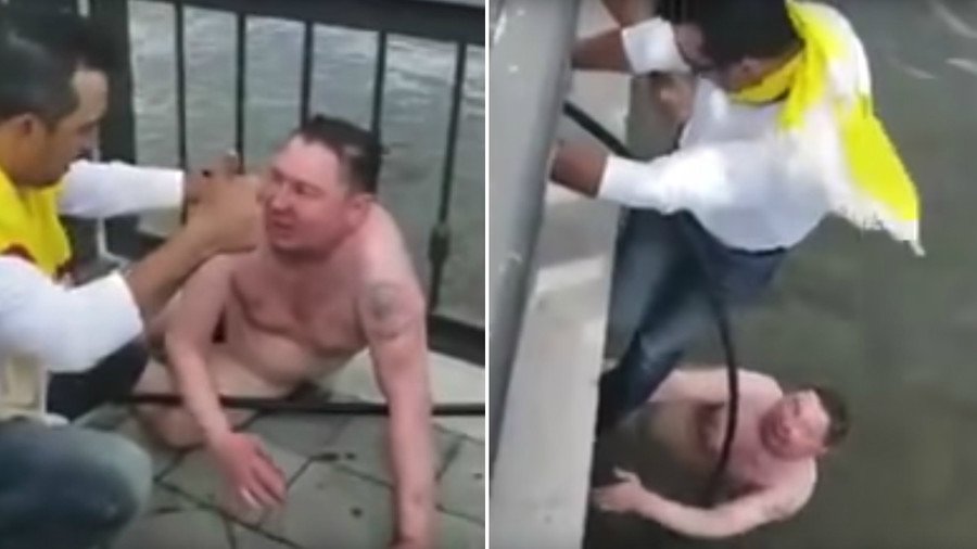 ‘I love you! Thank you!’ Colombia fans pull over-indulging Russian man out of Volga River (VIDEO)