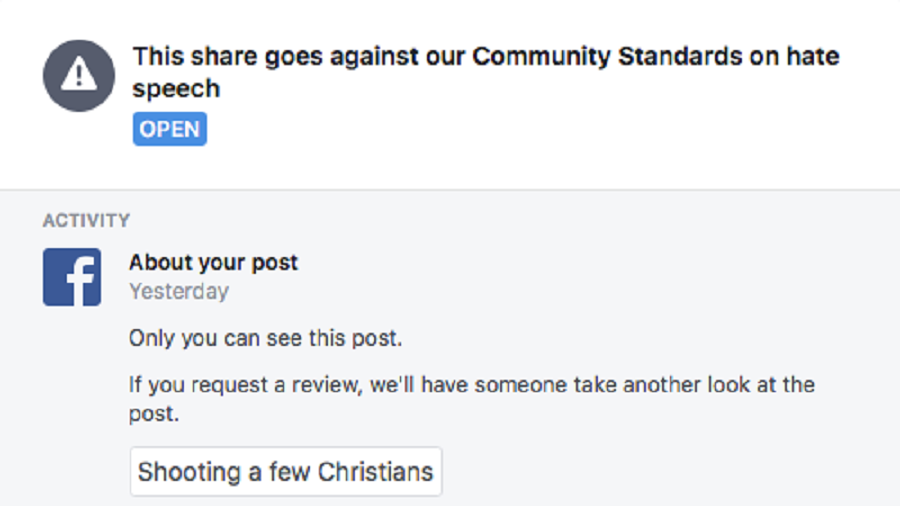 Facebook bans photographer who went ‘off to shoot some Christians’ for work