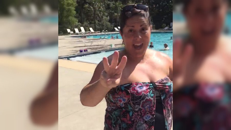 US woman attacks black teen at swimming pool, bites cop during arrest (VIDEO)