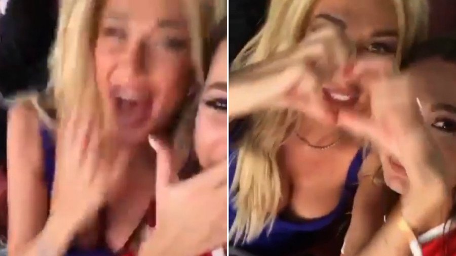  Watch as ex-Miss Russia Victoria Lopyreva screams in delight at Russia World Cup goal (VIDEO)