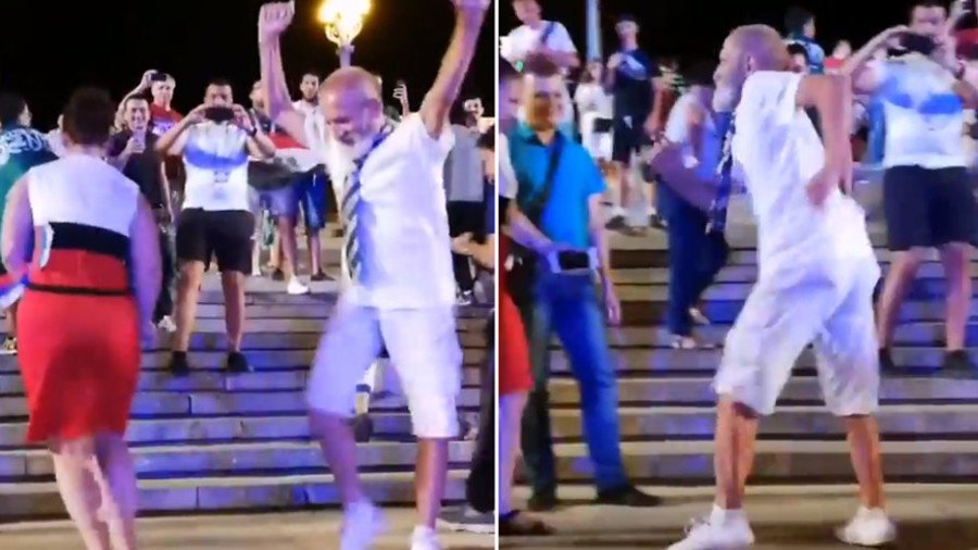 Russian pensioner’s World Cup moves a match for ‘dancing millionaire’ Gianluca Vacchi (VIDEO)