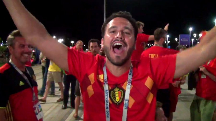 'I'm sorry my wife, I stay here, I love Russia!' Ecstatic Belgian fan after late victory