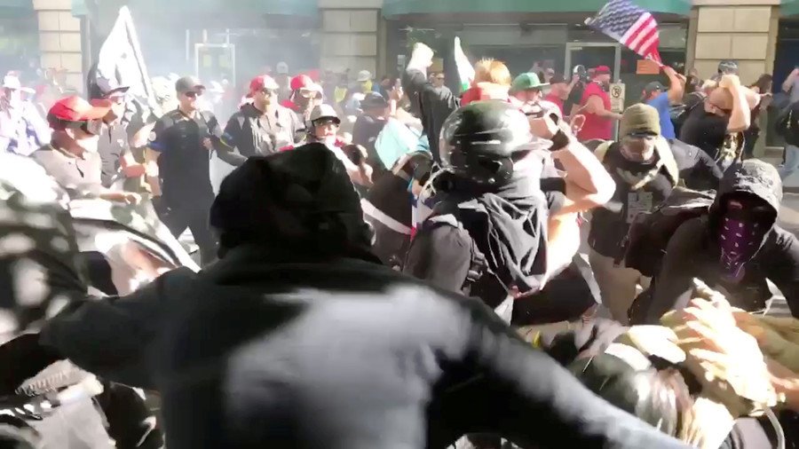 Proud Boy protester knocks antifa man out cold at Portland riot (VIDEO)