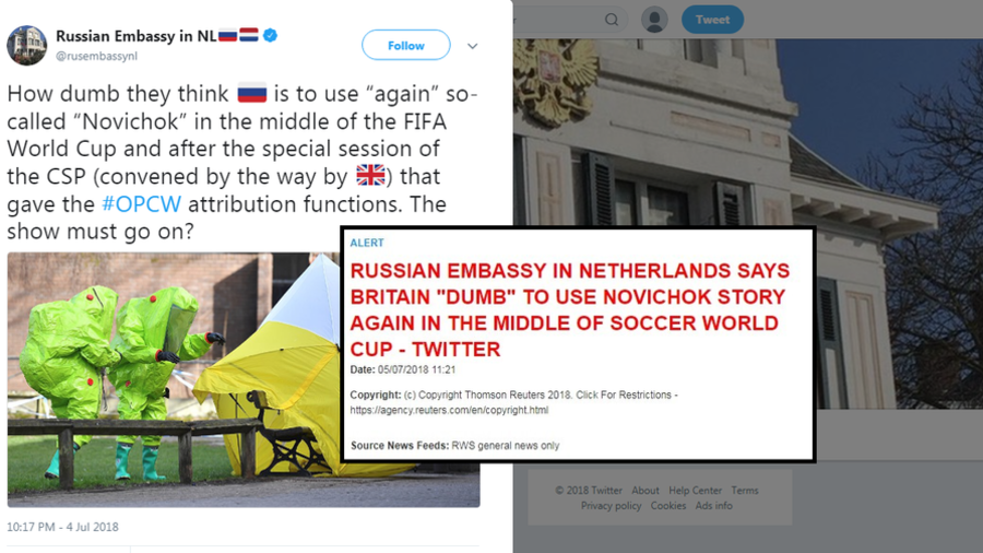 Who’s ‘dumb’? Reuters got lost in Russian embassy tweet on new Novichok claims