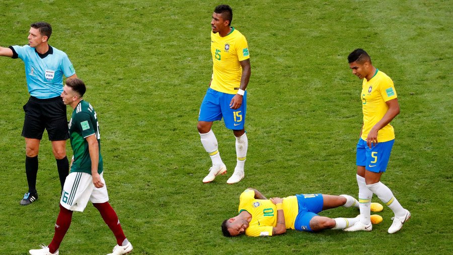 'Play-actor' Neymar has spent 14 mins lying on the pitch at Russia World Cup 