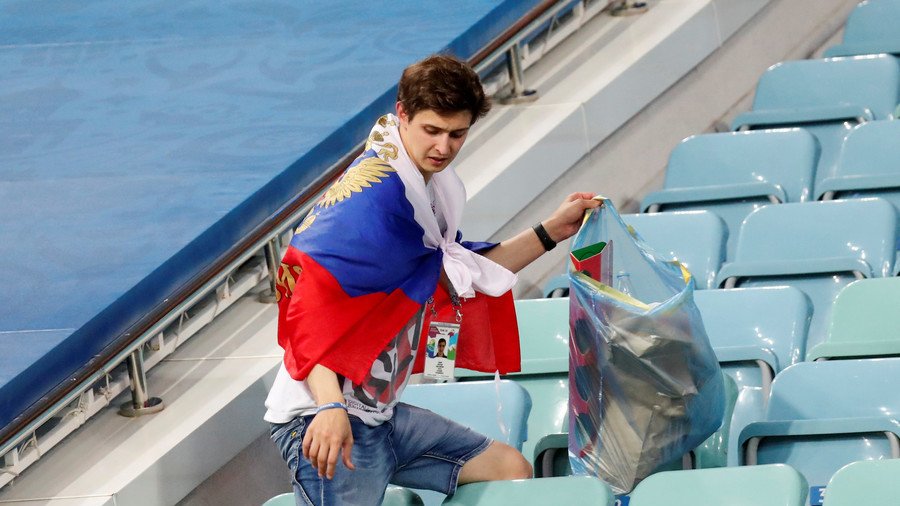 Russian fans clean stands despite heartbreaking World Cup defeat to Croatia  