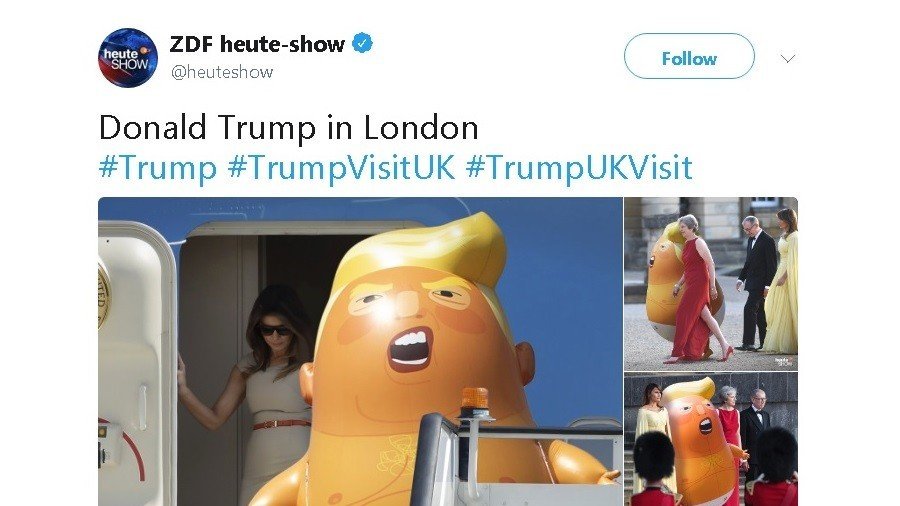 German public TV trolls Trump with baby balloon collages