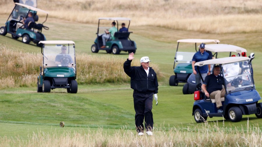Heckled from the rough: Social media reacts to Trump waving to protesters during game of golf