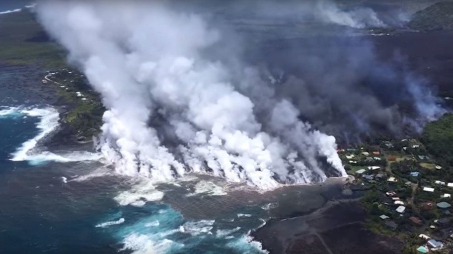 Hawaii gets new island as erupting volcanic crater continues to spew lava into sea