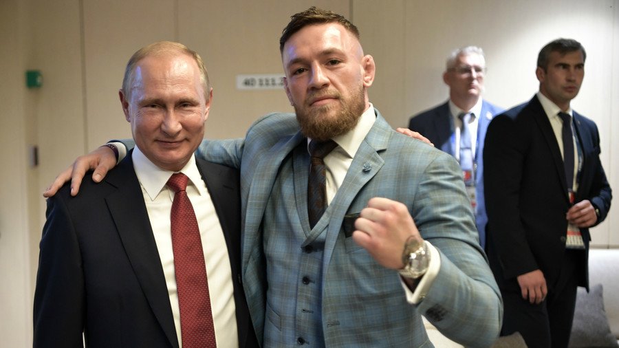 ‘One of the greatest leaders of our time!’ - McGregor pictured with Putin at World Cup Final