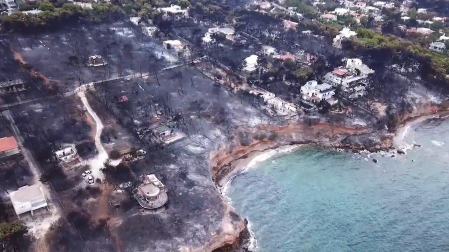 Wildfire drone footage: Incinerated landscape from Greek inferno laid bare (VIDEO)