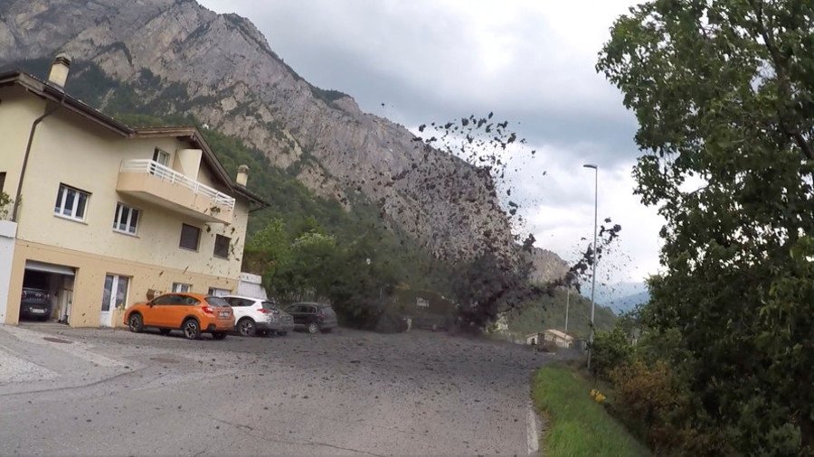 Rampaging mudslides wreak havoc in village in Swiss Alps (VIDEO)