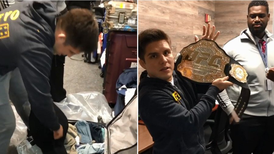 'I've missed her!' UFC flyweight champ Cejudo reunited with belt lost en route to Moscow (VIDEO)