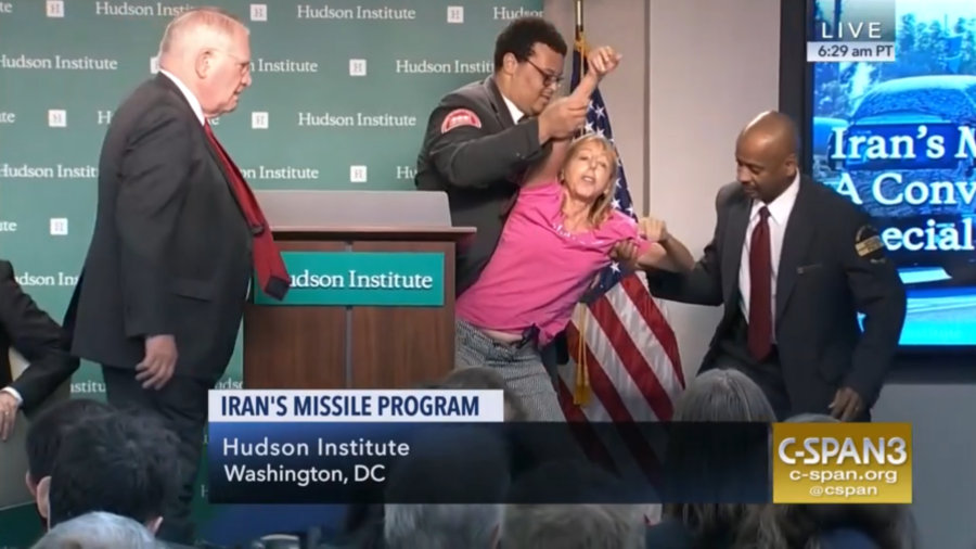 ‘Peace with Iran!’ Anti-war activist dragged from Trump official’s anti-Tehran speech (VIDEO)