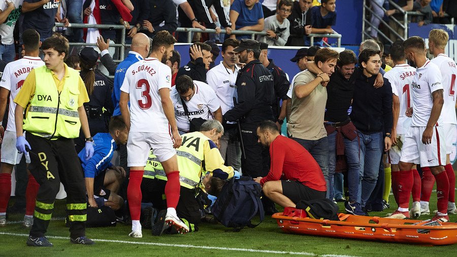 Sevilla fans hospitalized after stand collapses during La Liga game (PHOTOS)