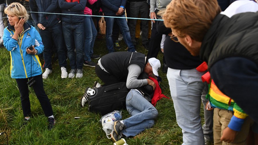 Golf fan ‘blind in one eye’ after being hit by stray shot at Ryder Cup