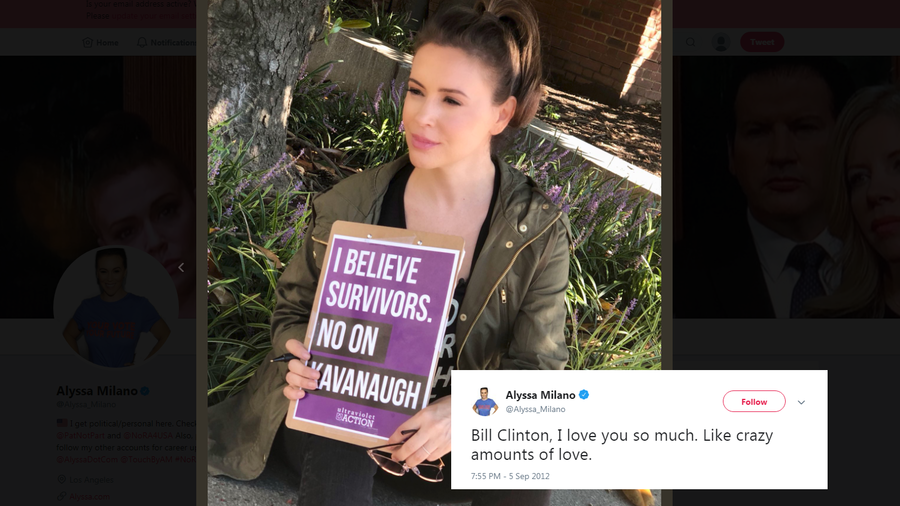 ‘Double standard bullsh*t’: #MeToo icon Alyssa Milano hates Kavanaugh... but ‘loves’ Bill Clinton?