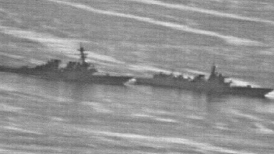 ‘Near collision’: Leaked photos show Chinese ship chasing away US destroyer in South China Sea