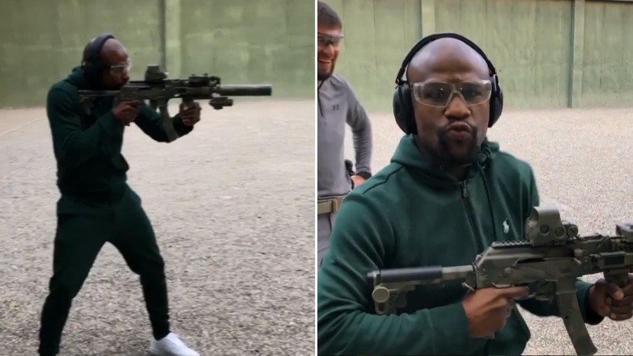 ‘Natural born sniper’: Mayweather takes shooting practice on Chechen trip to meet Kadyrov (VIDEO)