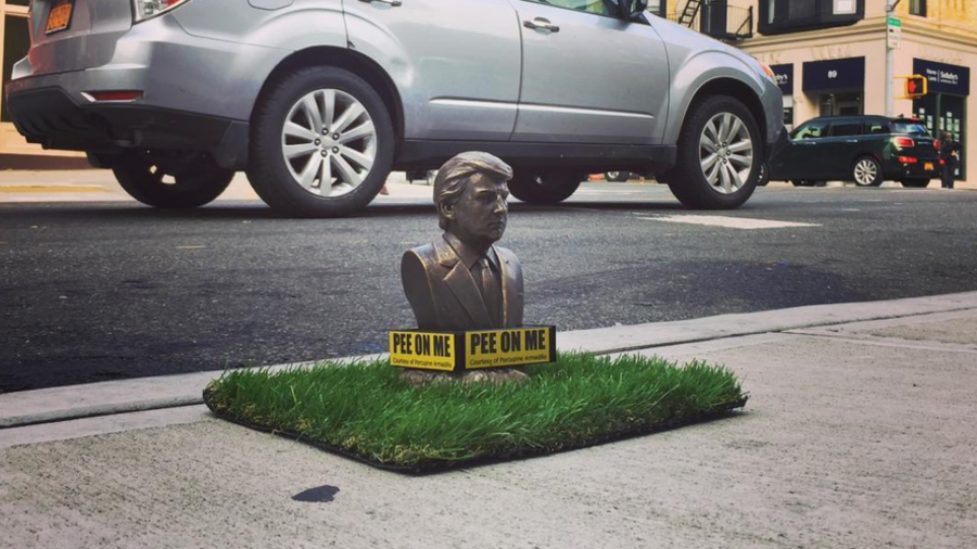 Trump ‘pee on me’ statues erected in New York, dogs encouraged to urinate on tiny president (PHOTOS)