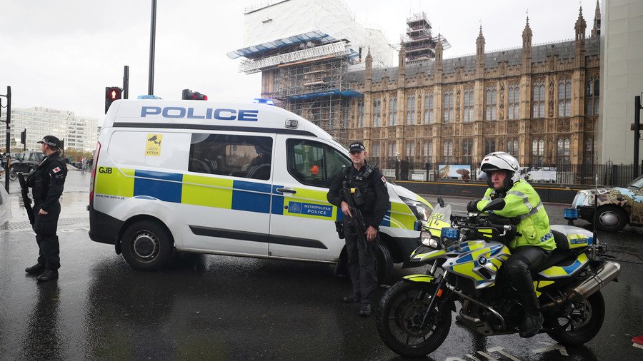Police carry out controlled explosion on package near British parliament