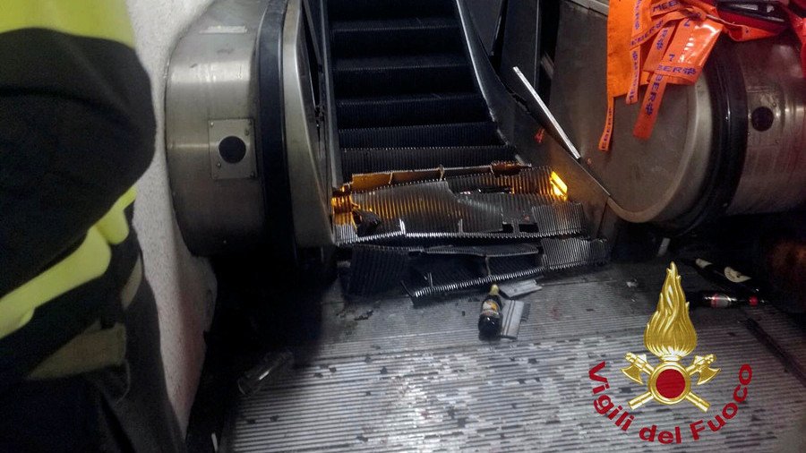 Rome escalator collapse: Over a dozen Russian CSKA Moscow fans injured & hospitalized (VIDEO)