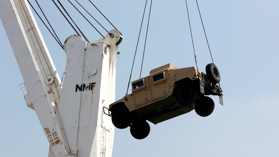 US military red-faced as Humvee misses drop zone, falls into rural community (PHOTO, VIDEO)
