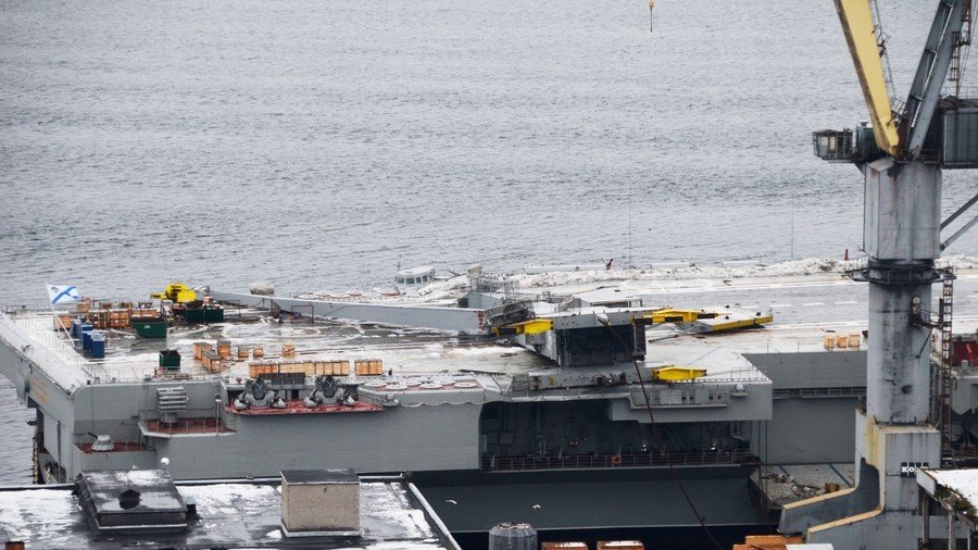 Collapsed dock crane pictured on Russian aircraft carrier after maintenance incident (PHOTOS)