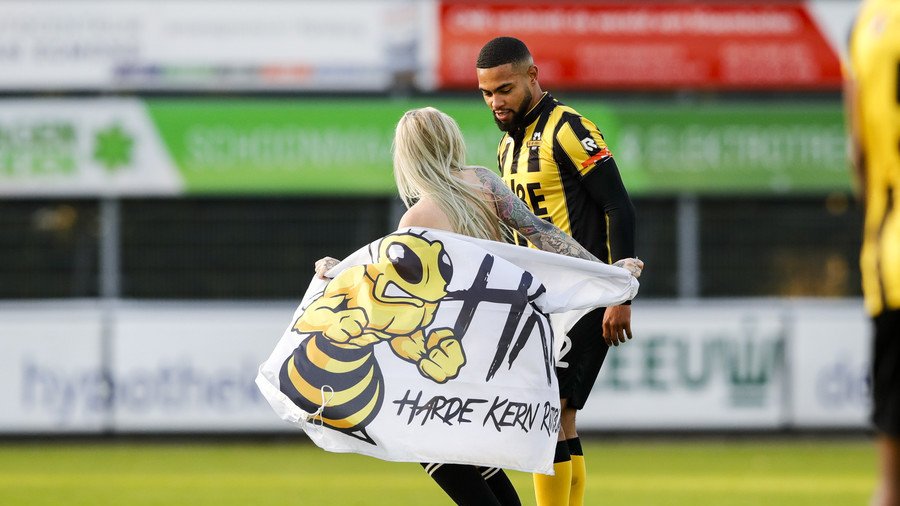 Dutch football fans hire stripper to distract opponents during match (PHOTOS)