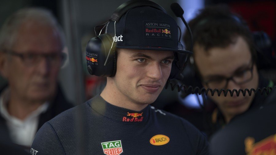 F1 star Verstappen sanctioned after furiously shoving rival & branding him ‘f***ing idiot’ (VIDEO) 