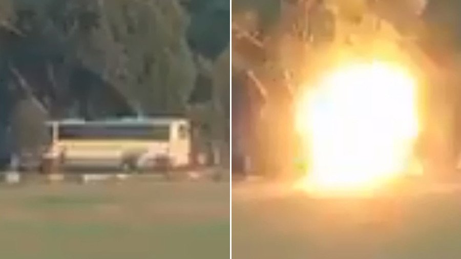 WATCH IDF bus burst into flames after being hit by missile from Gaza