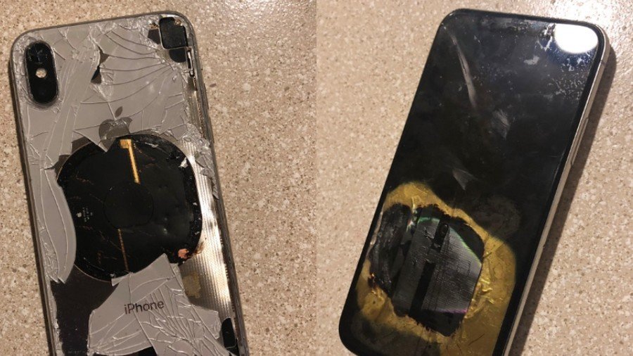 ‘Dark grey smoke started coming out’: PHOTOS show burned iPhone ‘after OS update’