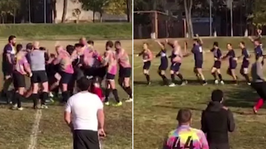 Hilarious Russian rugby players troll fans with 'fight' and ridiculous dance routine (VIDEO)