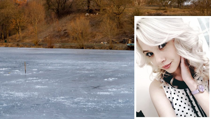 Near-naked blonde shows off by jumping into frozen lake, but... ouch (VIRAL VIDEO)
