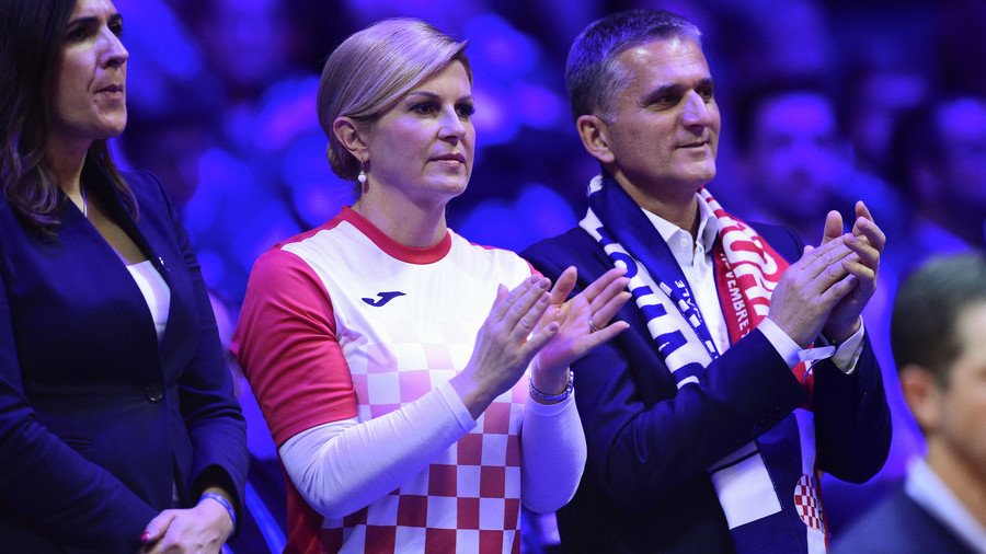 Second time lucky? Sports-mad Croatia leader Grabar-Kitarovic watches Davis Cup showdown v France