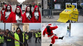 Lightsaber-wielding Sith, bare-breasted Mariannes & Santas add flair to Yellow Vest protests