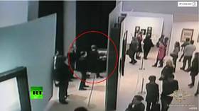 Heist of the year: Moment $182k painting stolen in front of dozens of visitors caught on CCTV