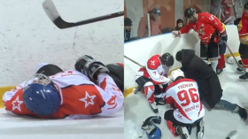 Ice hockey coach saves player's life after massive collision (VIDEO)