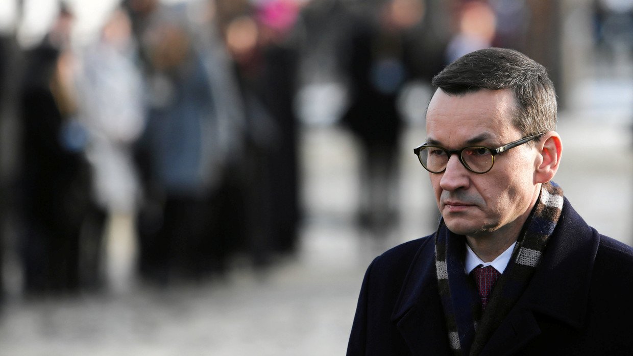 Polish Prime Minister Mateusz Morawiecki attends a commemoration event at the former Nazi German concentration and extermination camp Auschwitz II-Birkenau