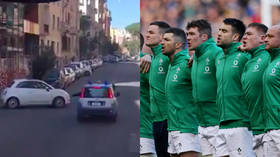 'This is suicide!' Irish rugby team coach receives madcap escort through streets of Rome (VIDEO)