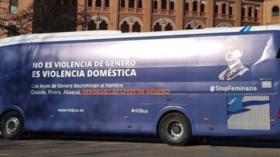 Feminism debate fires up as Spanish bus ad features HITLER in make-up